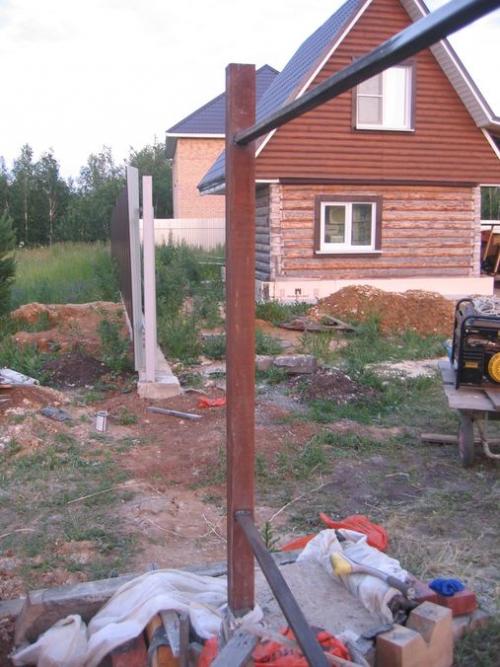 Чертеж ворот с калиткой из профнастила. Ворота из профлиста своими руками. Чертежи, схемы, инструкция