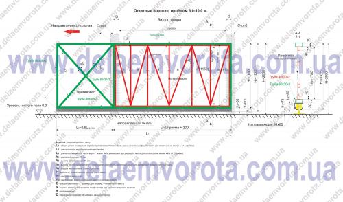 Чертеж откатных ворот с проемом 4 м. Определение габаритов проема и размеров будущей металлоконструкции 12 Чертеж откатных ворот с проемом 4 м. Определение габаритов проема и размеров будущей металлоконструкции 12