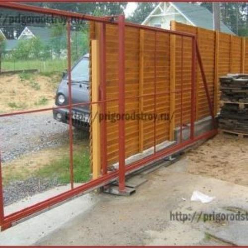 Откатные ворота со встроенной калиткой. Схема откатных ворот с калиткой 02